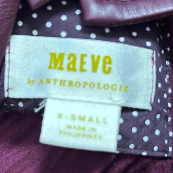 Anthropologie Maeve Faux Leather Pinafore Dress Plum Side Buttons Back Bow Sz XS - Picture 15 of 16